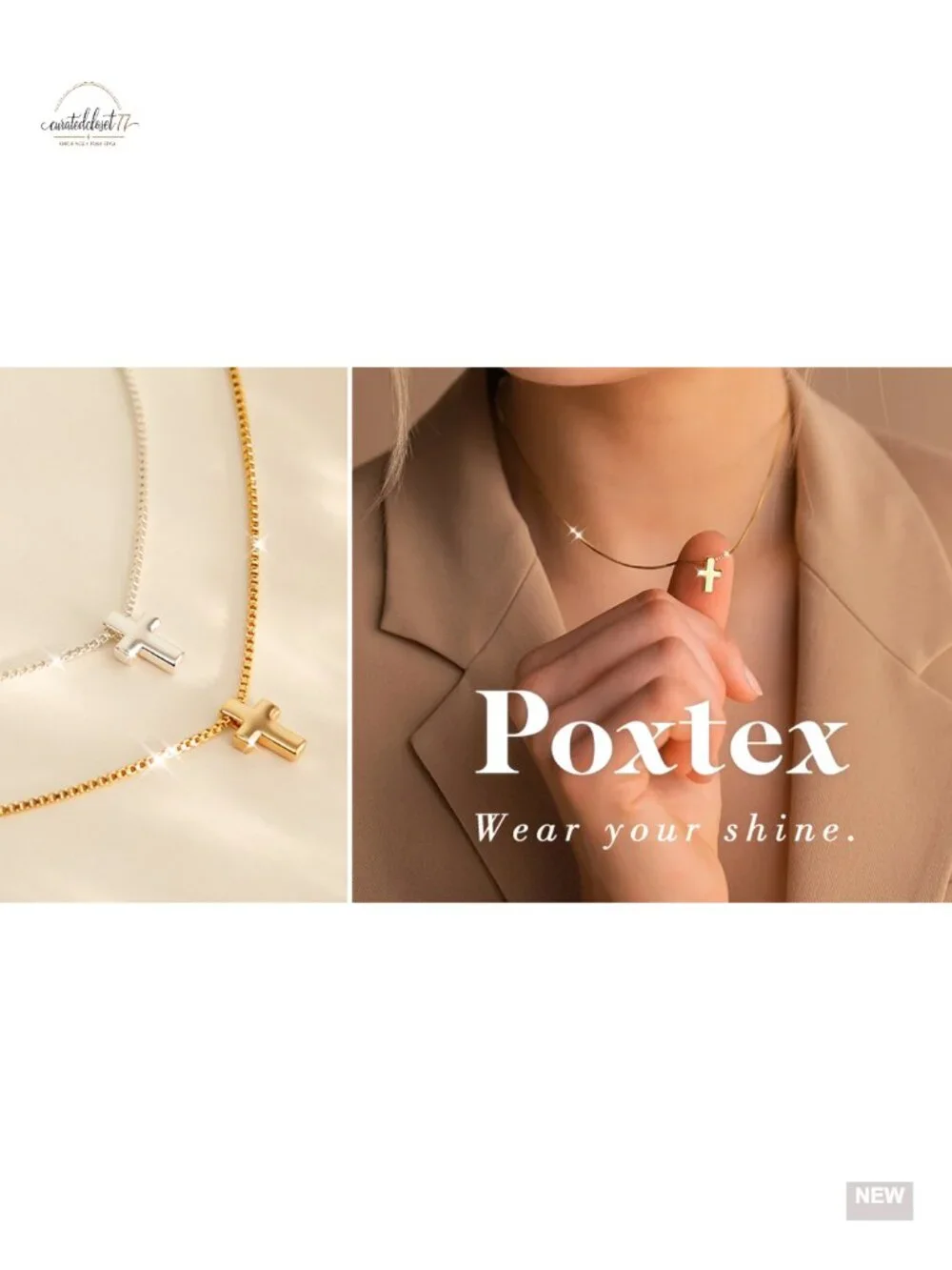 Dainty 14K Gold Silver Plated Cross Choker Necklace Set Non Tarnish